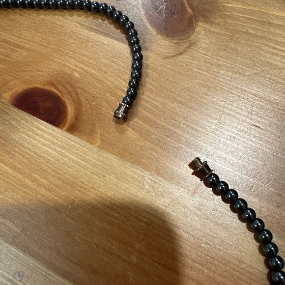 Black Beaded Hematite Necklace - Picture 5 of 7